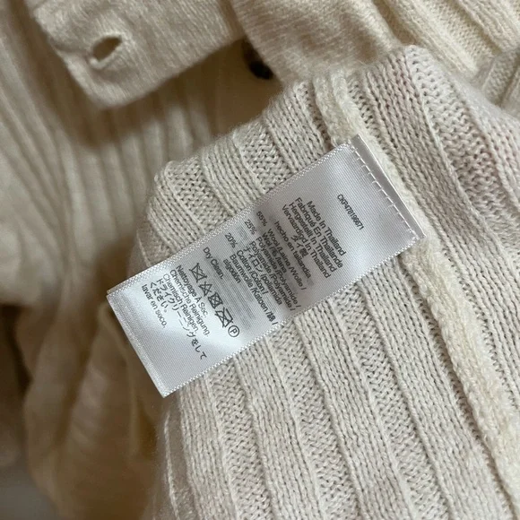 Madewell Cream Ribbed Button-Up Wool Blend Cardigan Sweater Size M - Picture 9 of 12